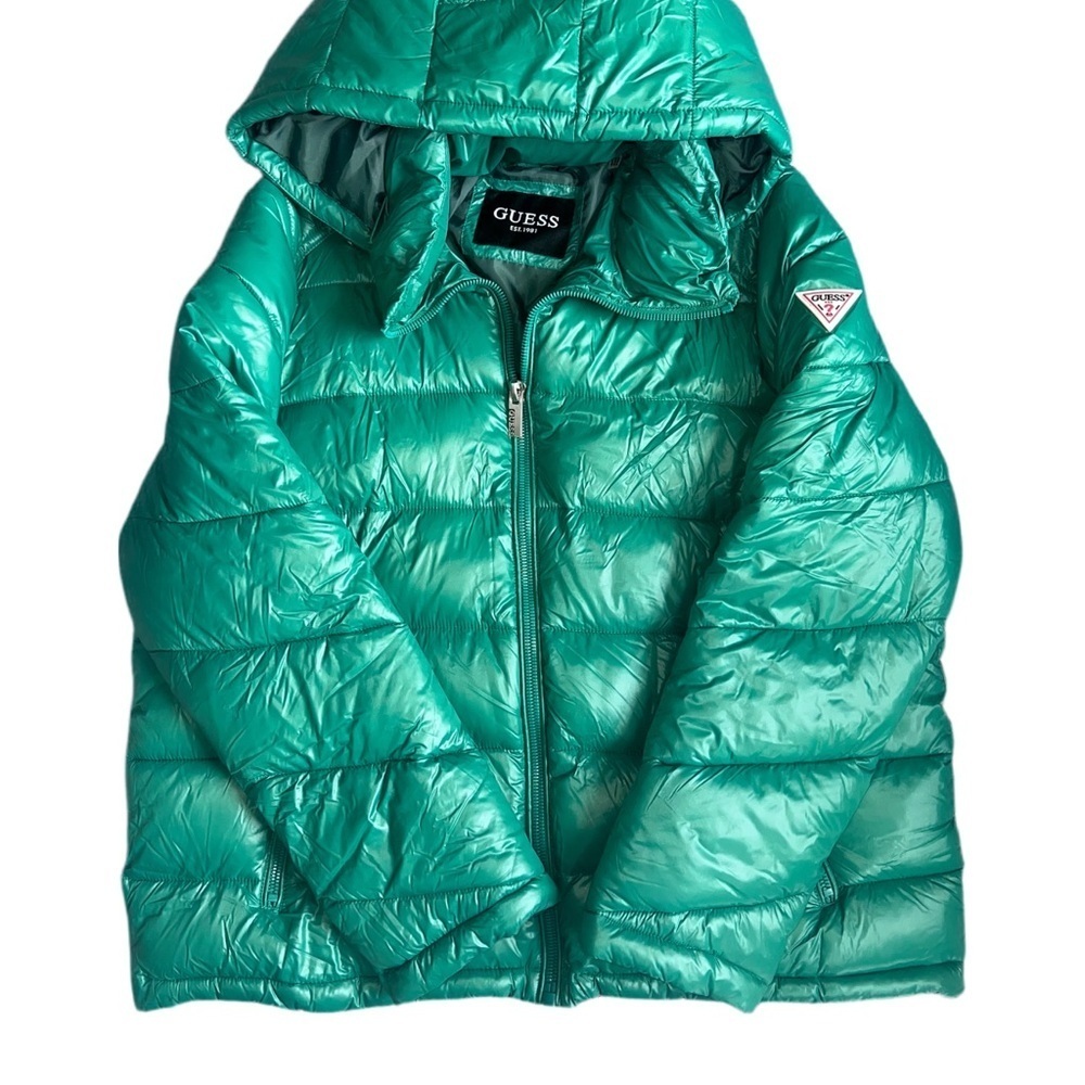 GUESS Emerald Green Hooded Puffer Jacket | Women’s Large | NWOT - Picture 5 of 10